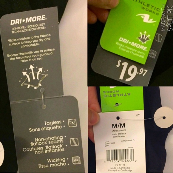 NEW Cami Bralette Racerback Straps Removable Pads Medium Black Women NWOT - Picture 3 of 16